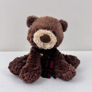Aurora Brown & Tan Teddy Bear With Plaid Scarf Stuffed Animal Plush Toy 2016